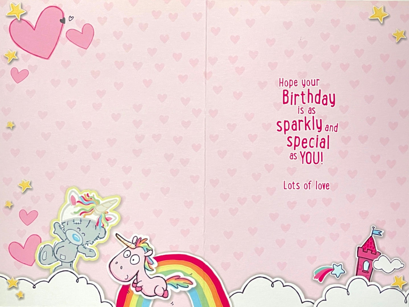 To A Super Dooper Daughter Happy Birthday Card Me To You Tatty Teddy Bear Unicorn Rainbow Hearts
