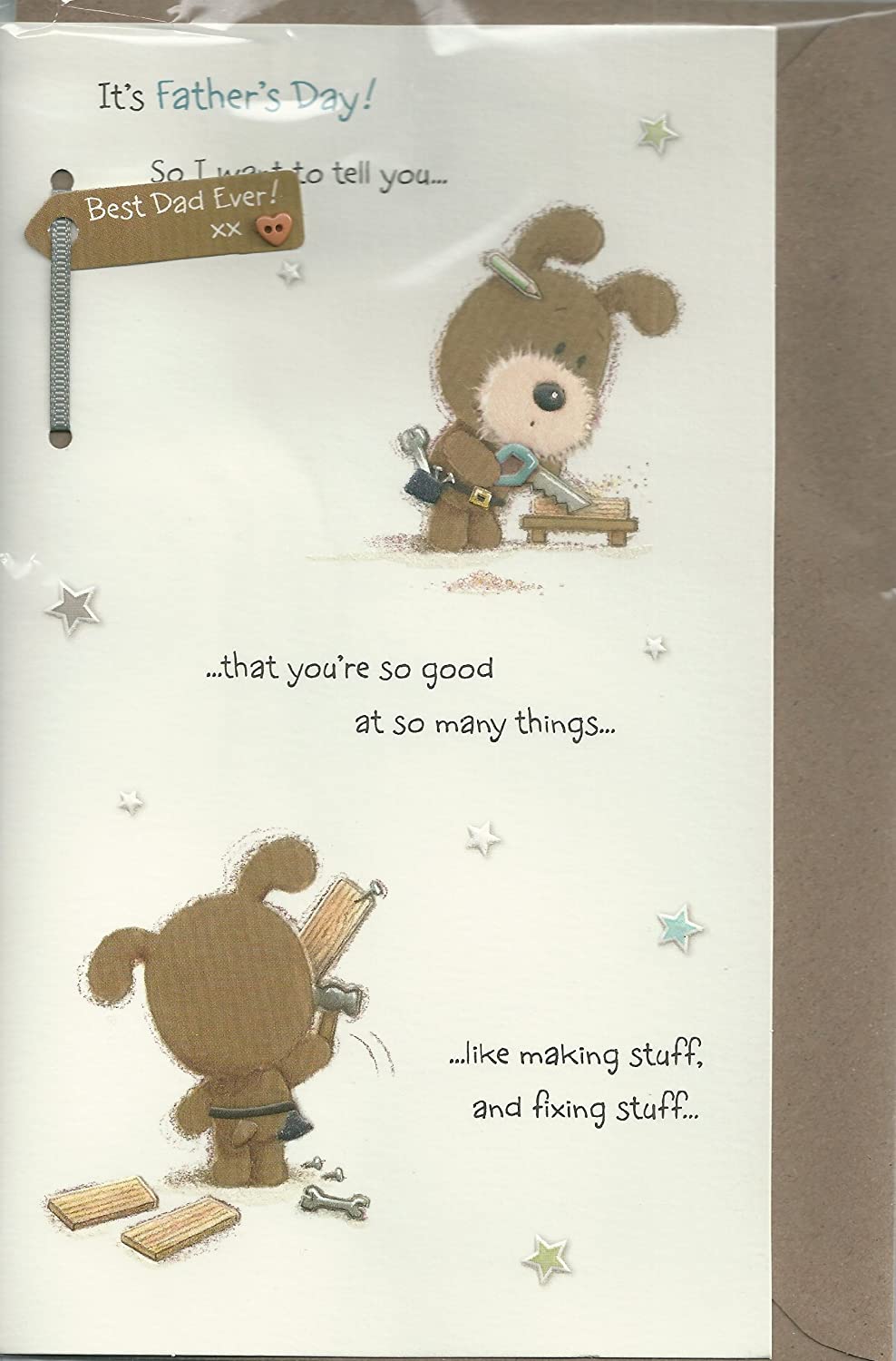 It's Father's Day! So I Want To Tell You... Best Dad Loots of Woof Glitter Finish UK Greetings Card