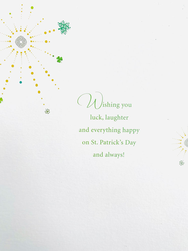 St Patrick's Day Green Shamrock Glitter Festive Card from UK Greetings