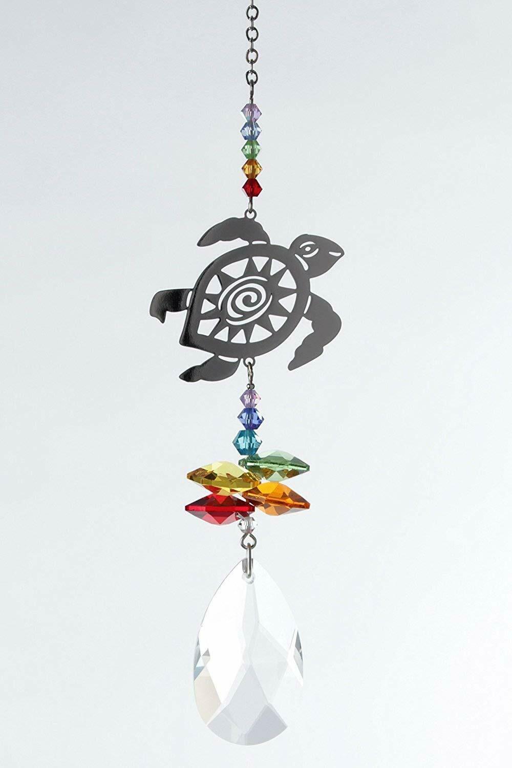 Turtle Motif Hanging Suncatcher Fantasy Pendant Embellished with Crystals from Swarovski