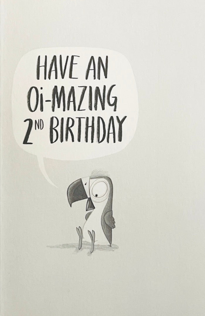 Oi You're 2 Two Parrots Sitting On Carrots 2nd Birthday Card with Bookmark