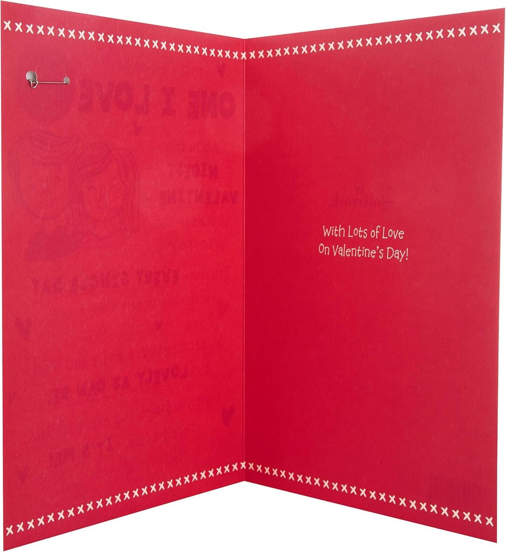 One I Love Valentine's Day Card with Keepsake Badged and Cute Poem  - Large