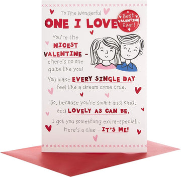 One I Love Valentine's Day Card with Keepsake Badged and Cute Poem  - Large