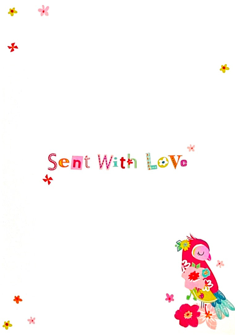 Very Special Goddaughter Happy Birthday Card Parrot and Flowers Colourful Foil Art