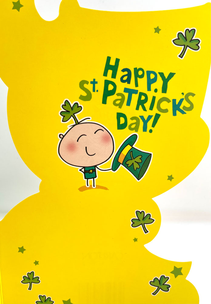 Its St Patrick's Day Celebrate! Glitter Green Shamrock Festive Card from UK Greetings