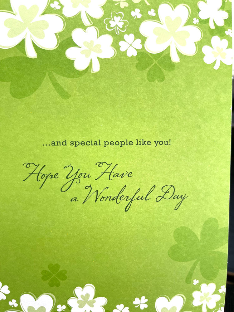 St Patrick's Day Wishes For You Green and White Shamrock Festive Card from UK Greetings