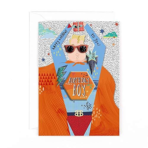 Cool Superhero Birthday Boy Card with Stickers Lightening Bolt Shooting-Star Hotchpotch