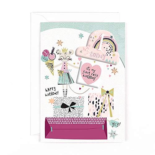 Mouse Princess with Ice Cream 1Today 1st Birthday Card with Stickers Hotchpotch
