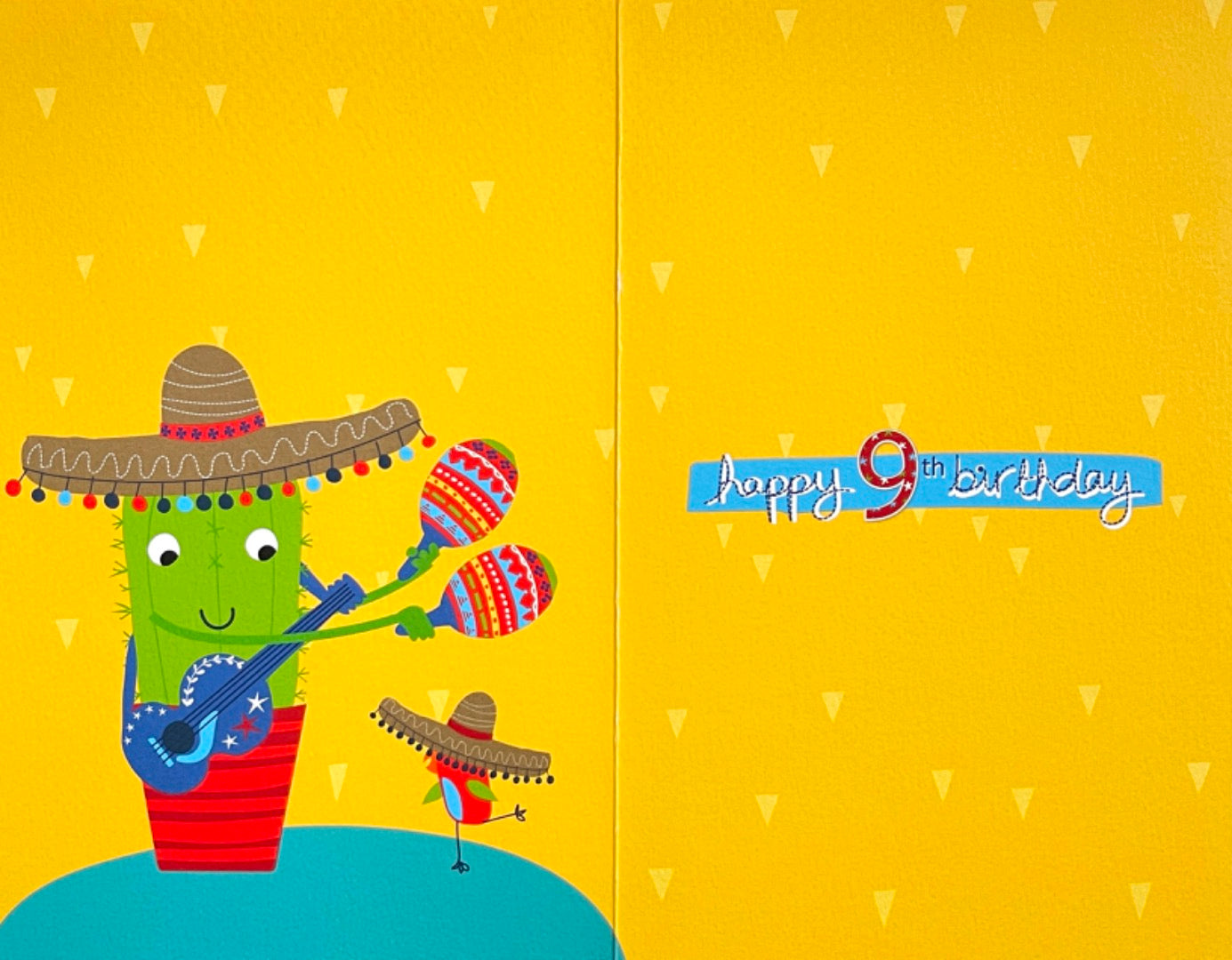 9 Today Holy Guacamole Happy 9th Birthday Card Cactus with Maracas Guitar Sombrero Hat