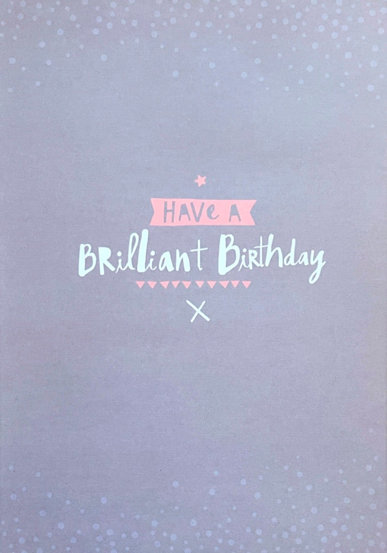 Daughter Time To Sparkle Brilliant Birthday Card Pink Gold Foil Glitter Candles