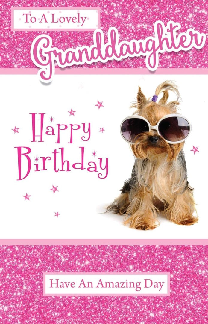 Lovely Granddaughter Happy Birthday Card with Love Shih Tzu Dog with Sunglasses