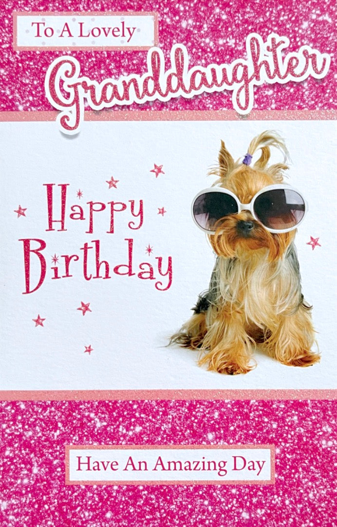 Lovely Granddaughter Happy Birthday Card with Love Shih Tzu Dog with Sunglasses