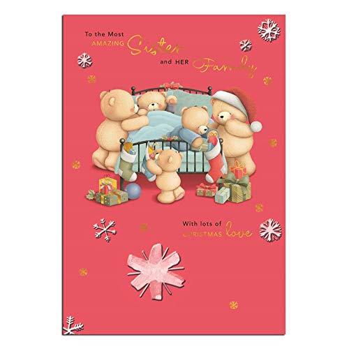 Amazing Sister and Her Family Christmas Card Forever Friends Bears Cute Family Hallmark