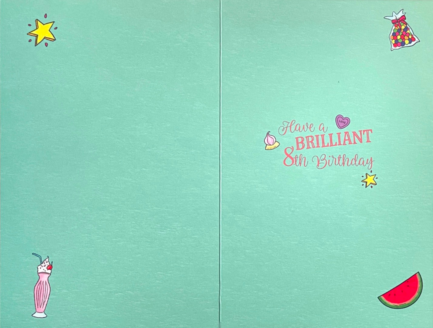 Brilliant 8th Birthday Card Yummy Sweet Treats Cake Ice Cream Chocolate Donut Art Age 8