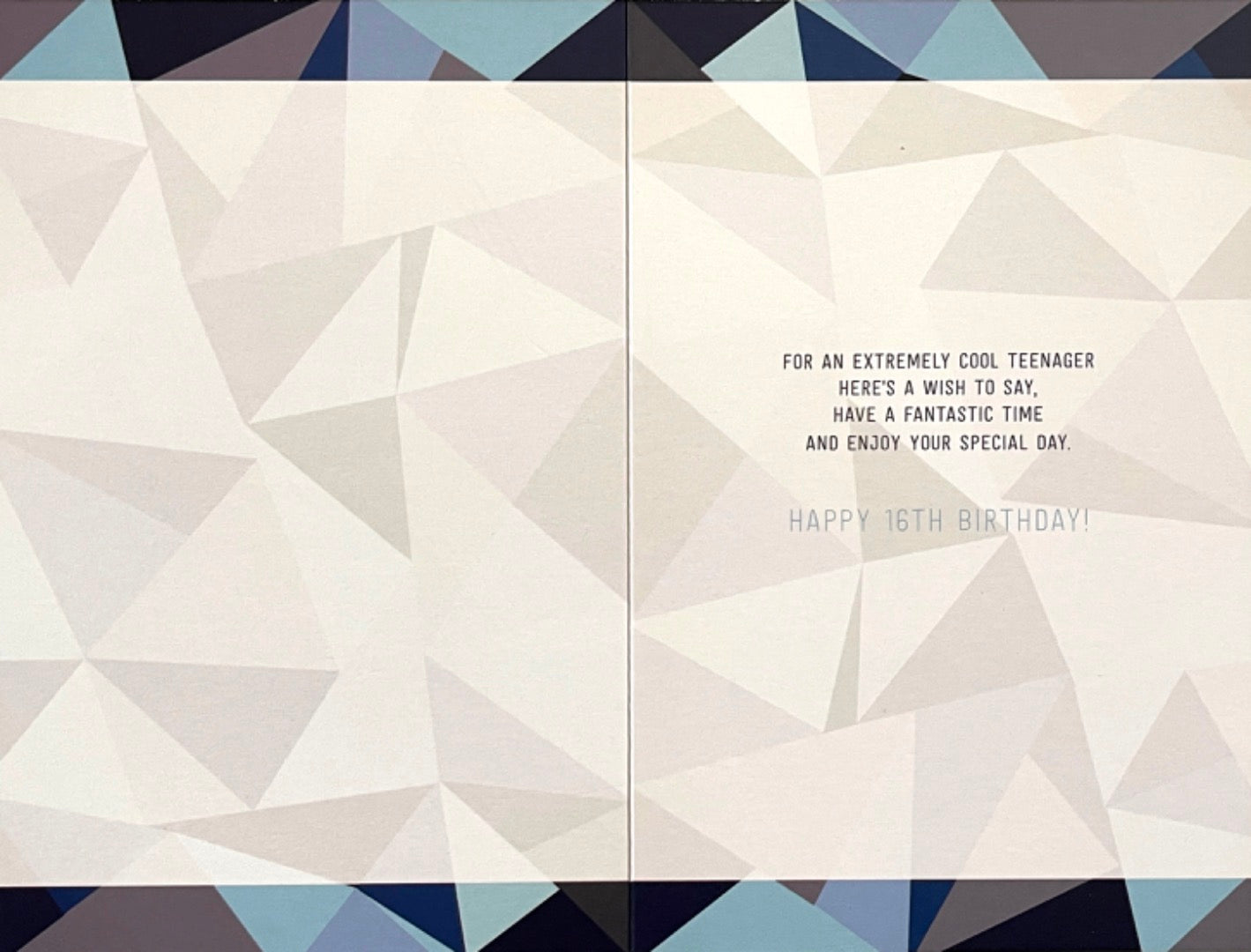 16 Today Happy 16th Birthday Card Cool Teenager Silver Foil Blue Geometric Art for Him