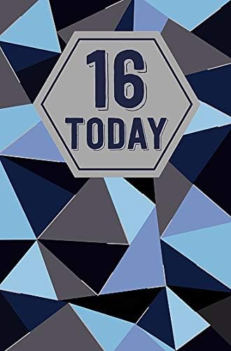 16 Today Happy 16th Birthday Card Cool Teenager Silver Foil Blue Geometric Art for Him