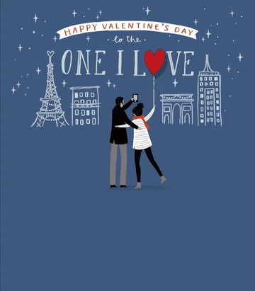 Happy Valentine's Day to the One I Love Card - Romantic Couple in Paris