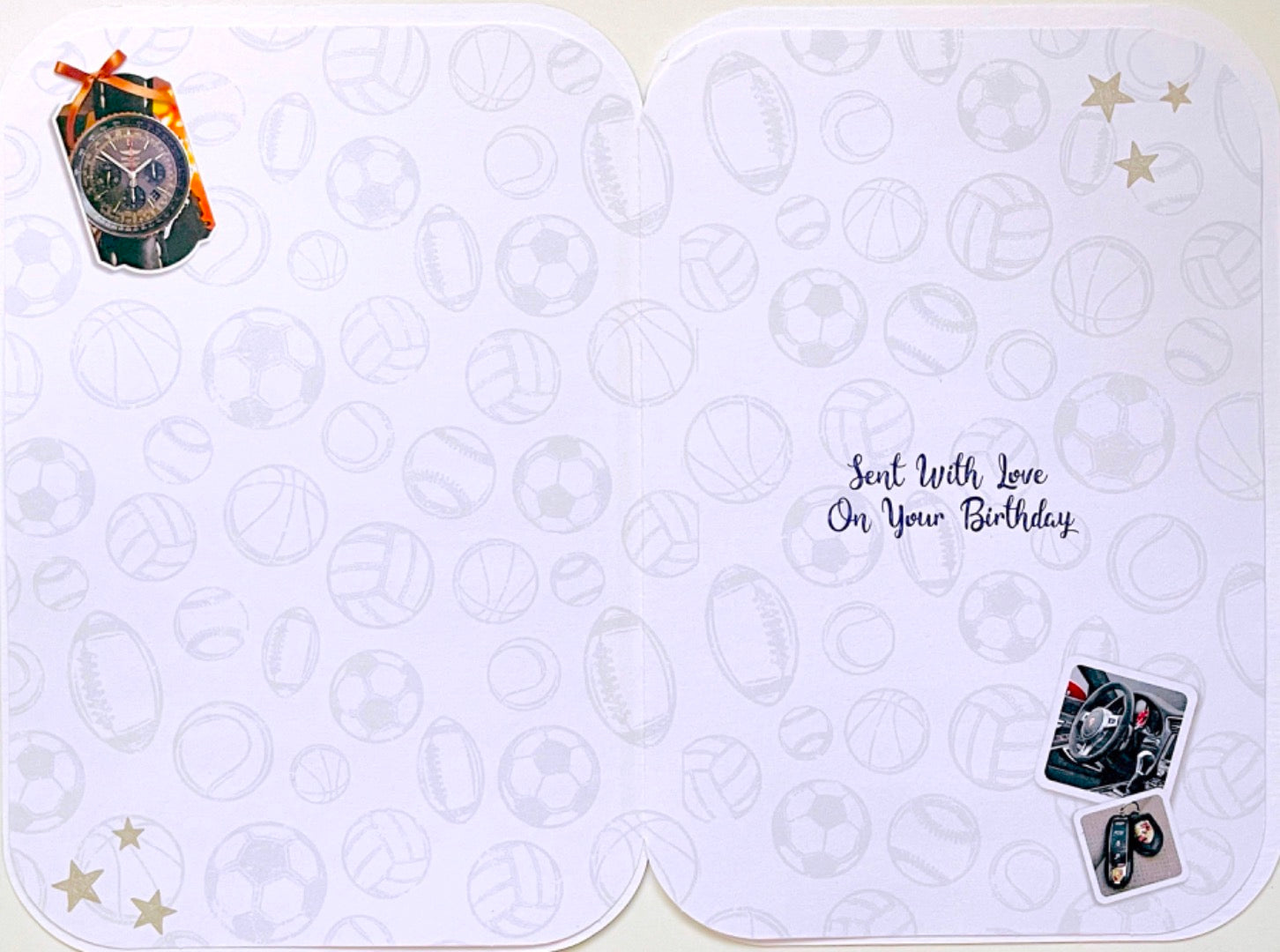 To My Husband Birthday Card with Lovely Verse - Luxury Watch and Sports Car Porsche