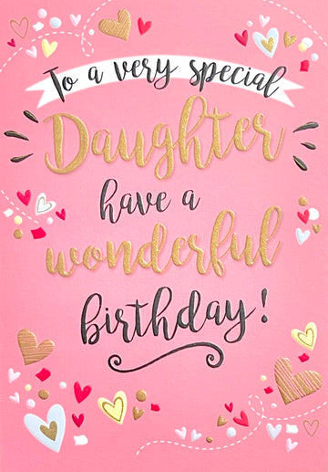 Special Daughter Wonderful Birthday Filled with Presents Love Laughter Card Flitter