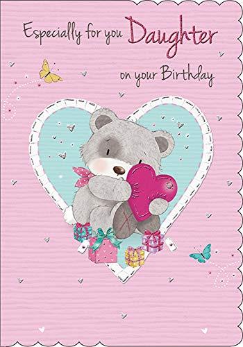 Daughter on Your Birthday with Lots of Love Cute Teddy Bear With Gifts and Heart
