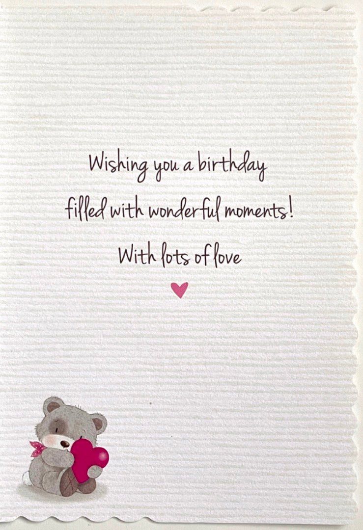 Daughter on Your Birthday with Lots of Love Cute Teddy Bear With Gifts and Heart