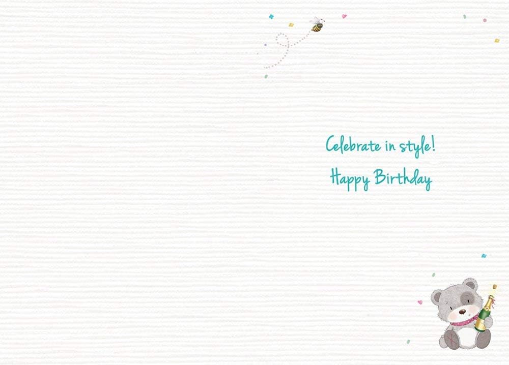 40th Happy Birthday Card Celebrate In Style Teddy Bear With Champagne Milestone Age 40