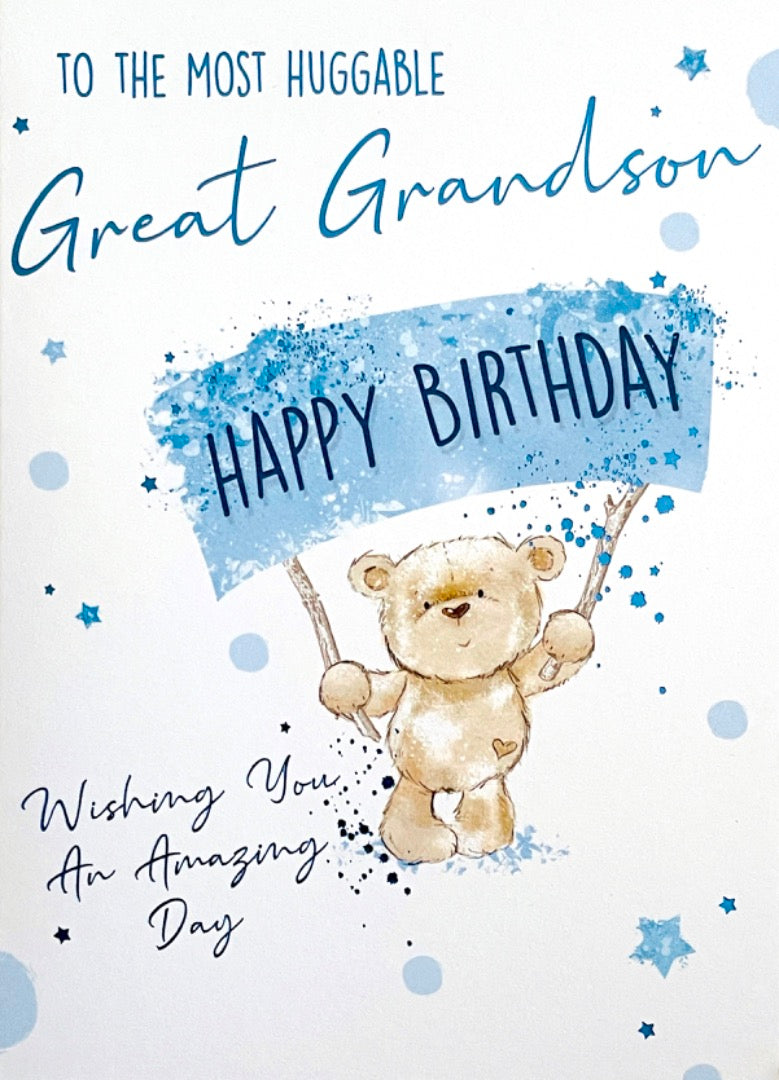 To The Most Huggable Great Grandson Happy Birthday Card with Love Teddy Bear