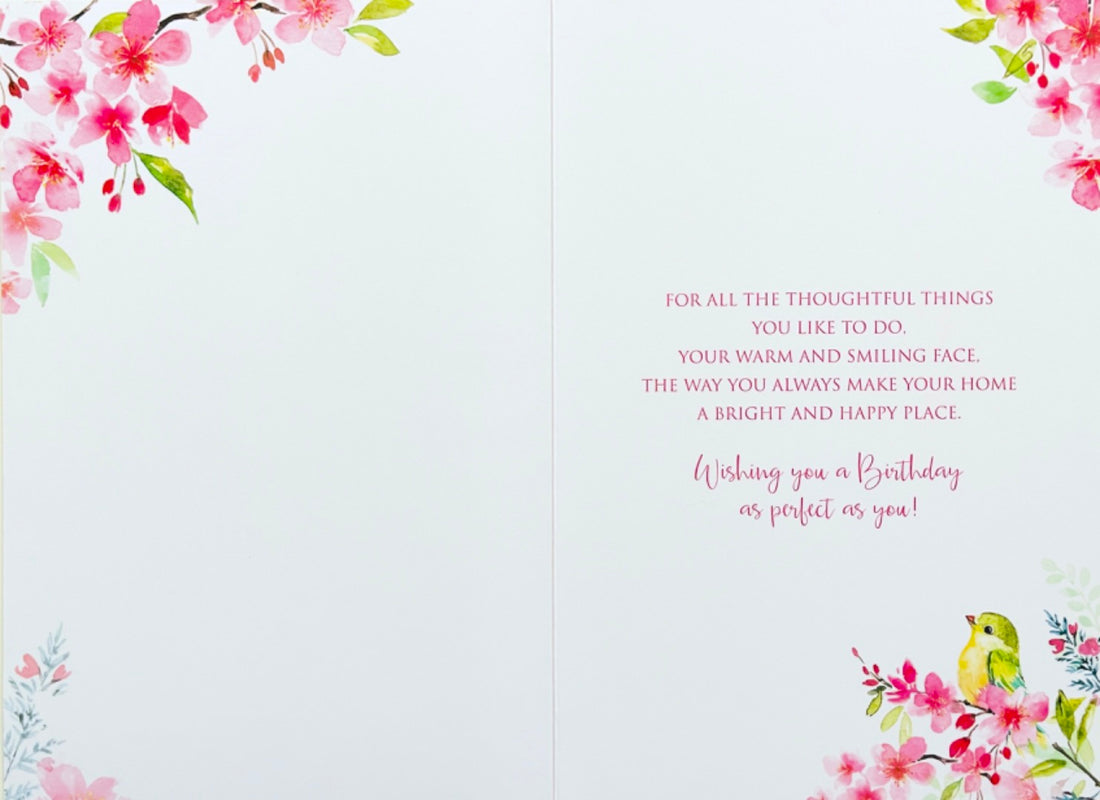 To A Lovely Nan Birthday Card Beautiful Verse Pretty Birds Flowers Watercolour Art