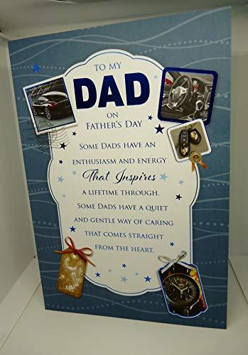 To My Dad on Father's Day Card with Lovely Inspiring Verse - Cool Car and Watch