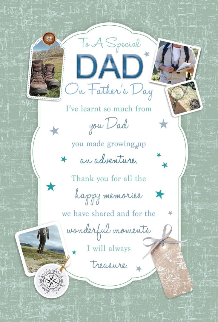 To A Special Dad Father's Day Card with Lovely Verse Thank You - Hiking Adventure