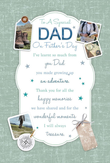 To A Special Dad Father's Day Card with Lovely Verse Thank You - Hiking Adventure