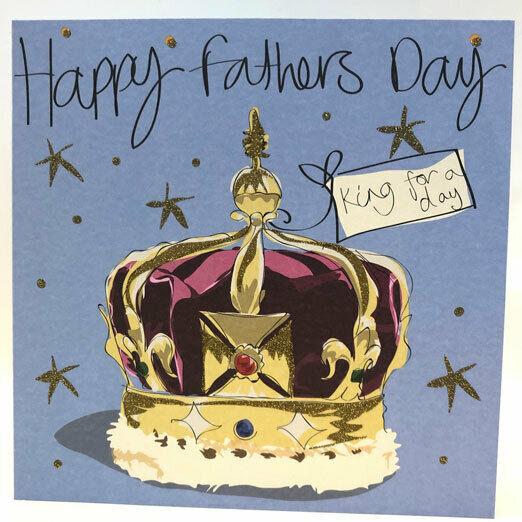 King for a Day Royal Crown Happy Fathers Day Greeting with Glitter Finish Card (M012)