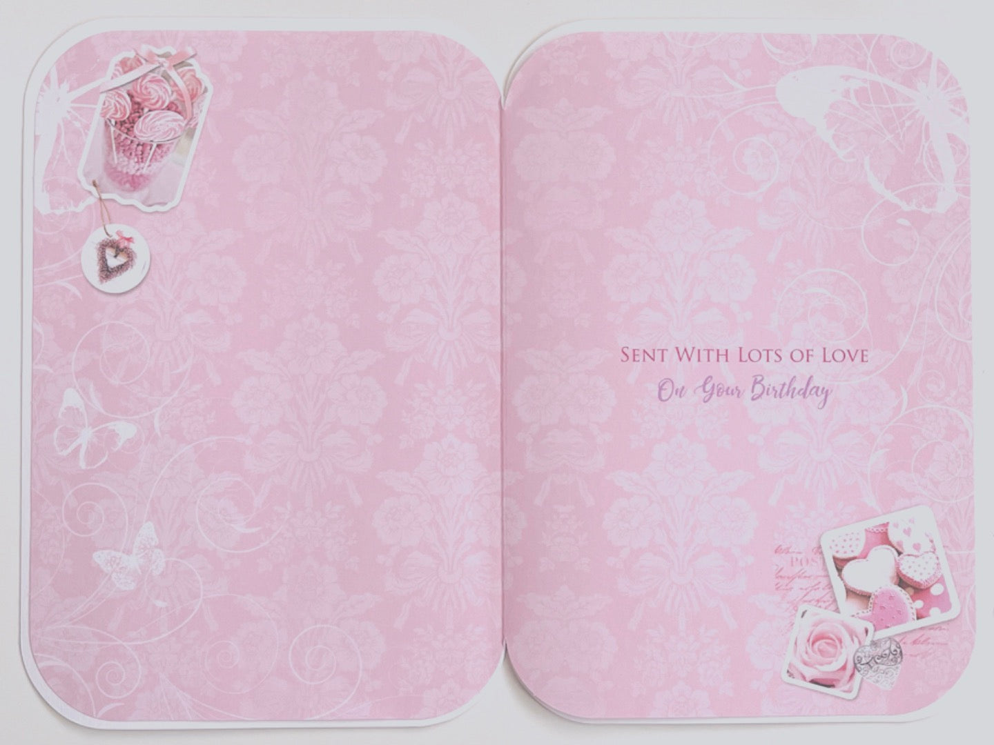 My Girlfriend All of Me Loves All Of You Romantic Birthday Card - Pink Roses and Sweet Candy Treats