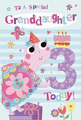 To A Special Granddaughter 3 Today Snail & Cake Design 3rd Happy Birthday Card