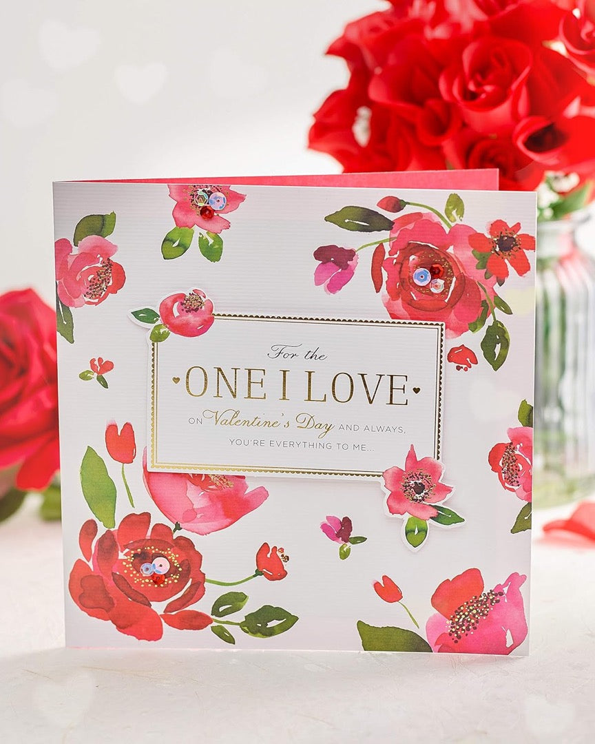 For The One I Love Now and Forever Valentine's Day Card Romantic Red Roses Art