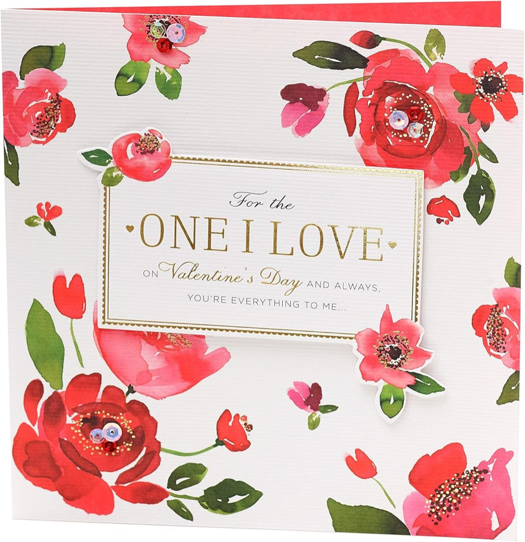 For The One I Love Now and Forever Valentine's Day Card Romantic Red Roses Art
