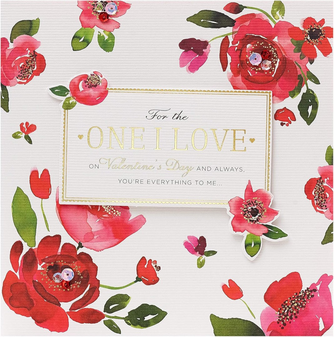 For The One I Love Now and Forever Valentine's Day Card Romantic Red Roses Art