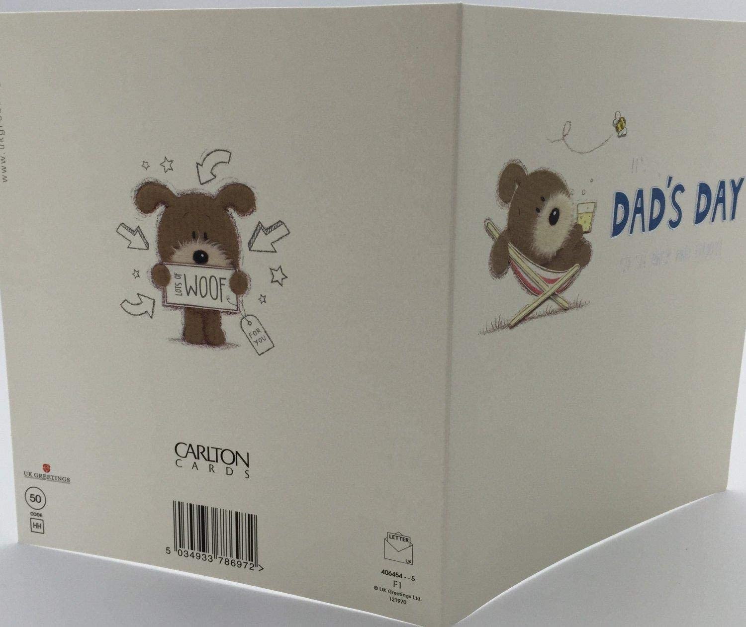 It's Dad's Day So Sit Back and Enjoy! Lots of Woof Happy Father's Day Foil Finish UK Greetings Card