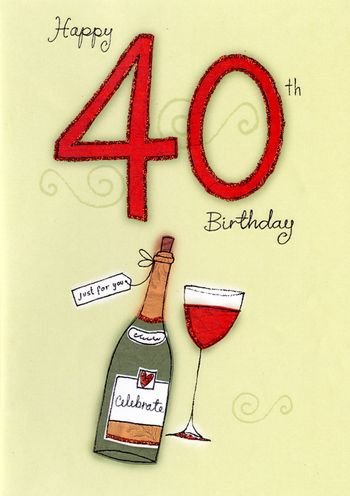 Happy 40th Glittered Birthday Card 