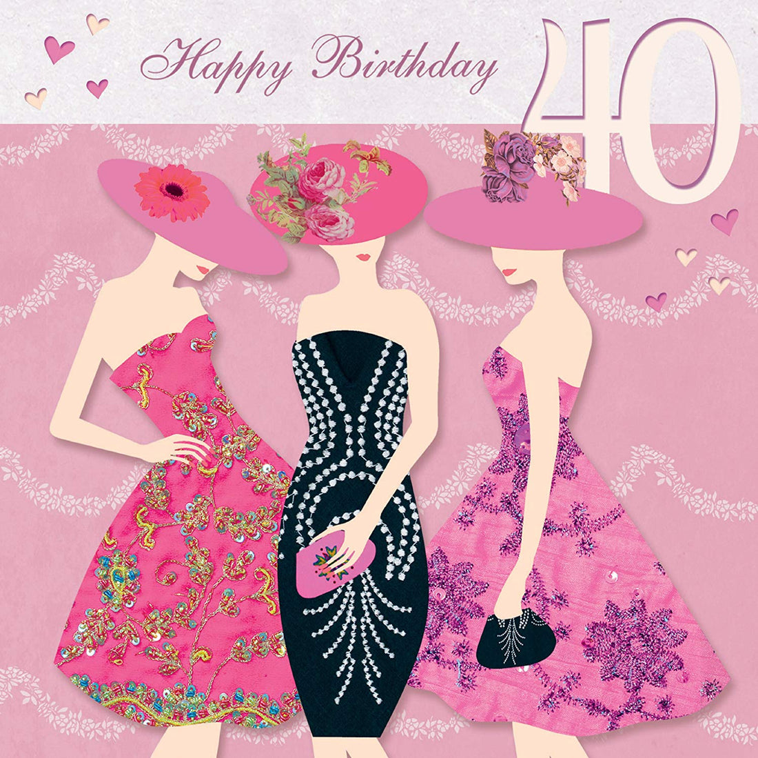 Happy Birthday 40th Glittered Greeting Card 