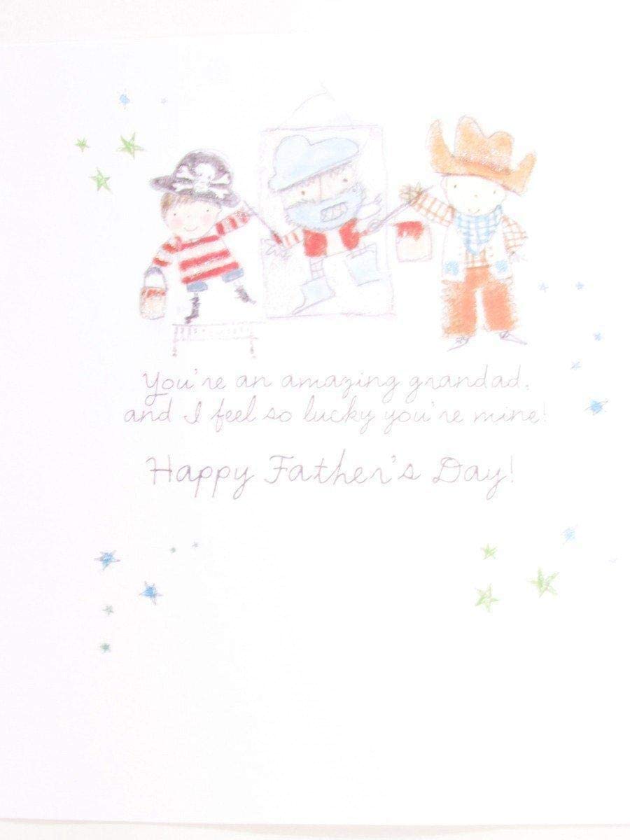 Grandad! Happy Father's Day! Pirates & Cowboys Fun Glitter Carlton Square UK Greetings Card 