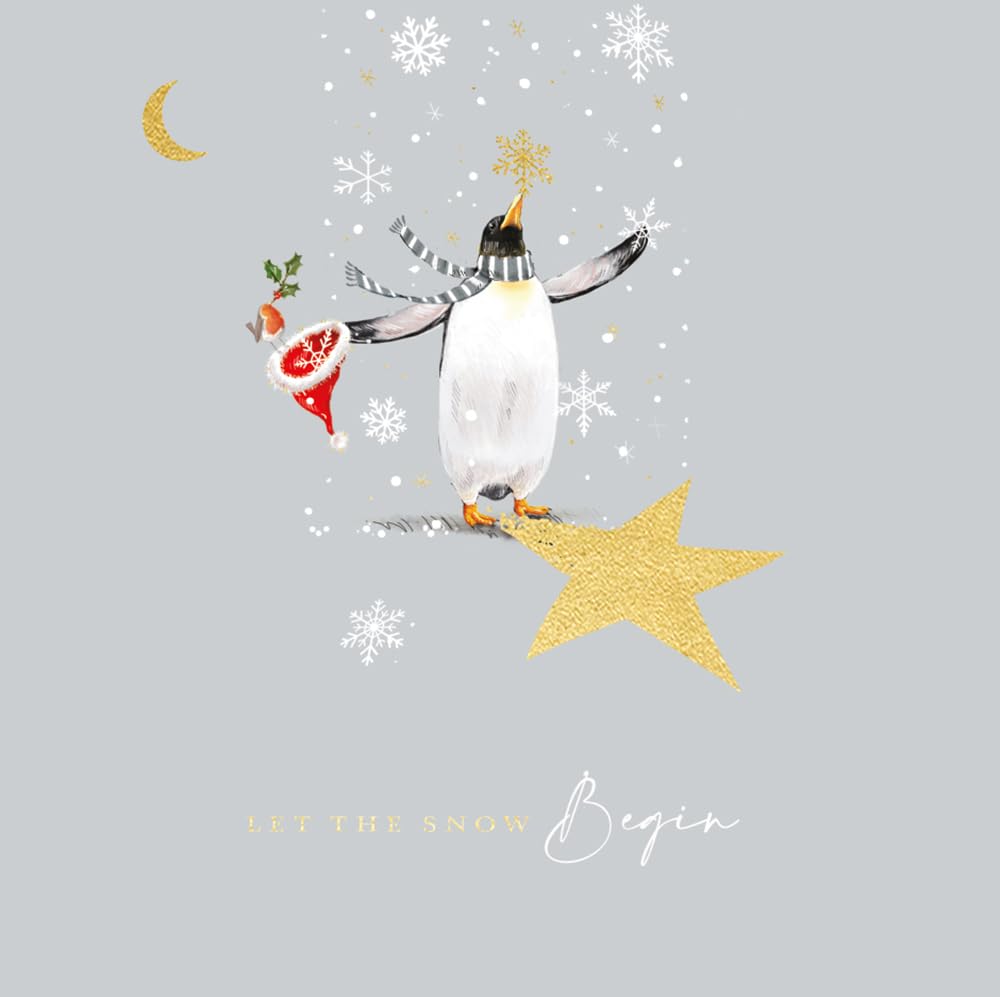 Festive Penguins Arts & Crafts Pack of 8 Christmas Cards in 2 Designs by The Curious Inksmith
