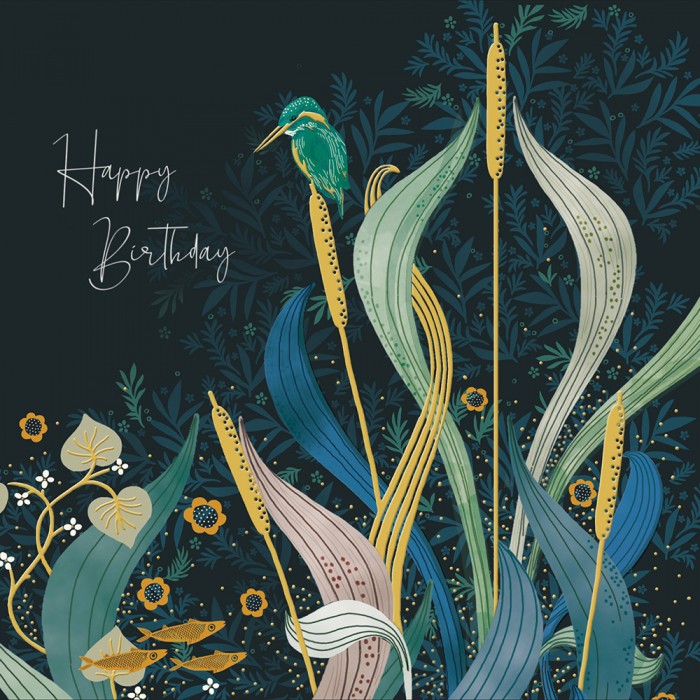 Kingfisher Gone Fishing Birthday Greeting Card  - National Trust Harmony by Woodmansterne