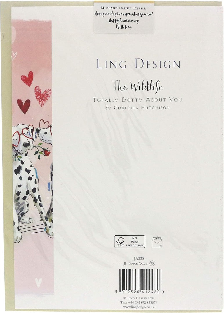 Mum & Dad On Your Anniversary Totally Doty Dalmatian Dogs In Love Greeting Card