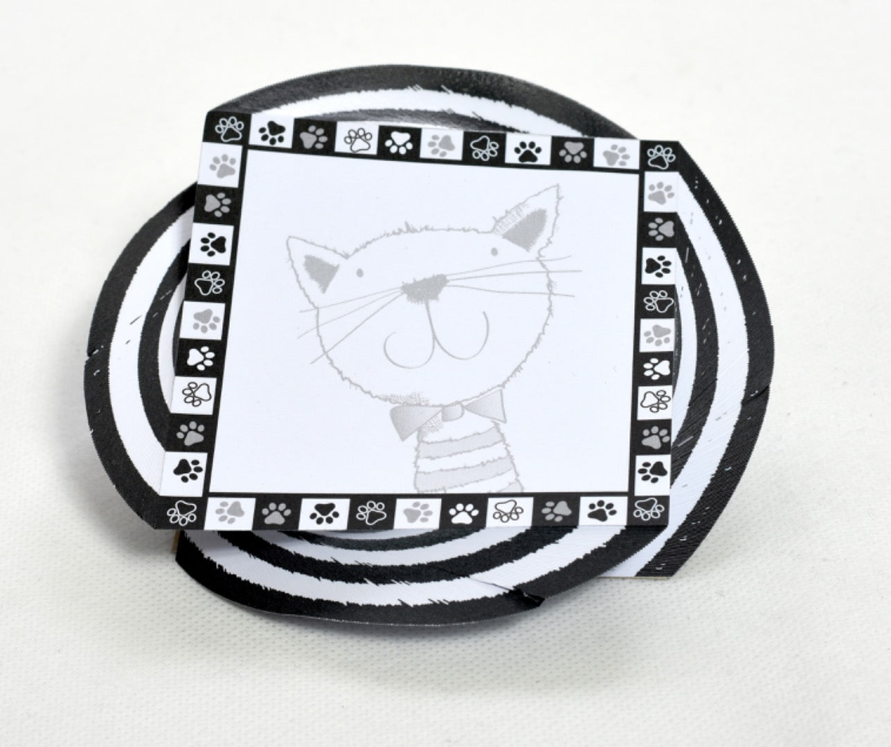 Monochrome  Cute Cat Square Sticky Note Paper Pad Stationery Gift