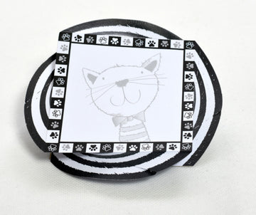 Monochrome  Cute Cat Square Sticky Note Paper Pad Stationery Gift