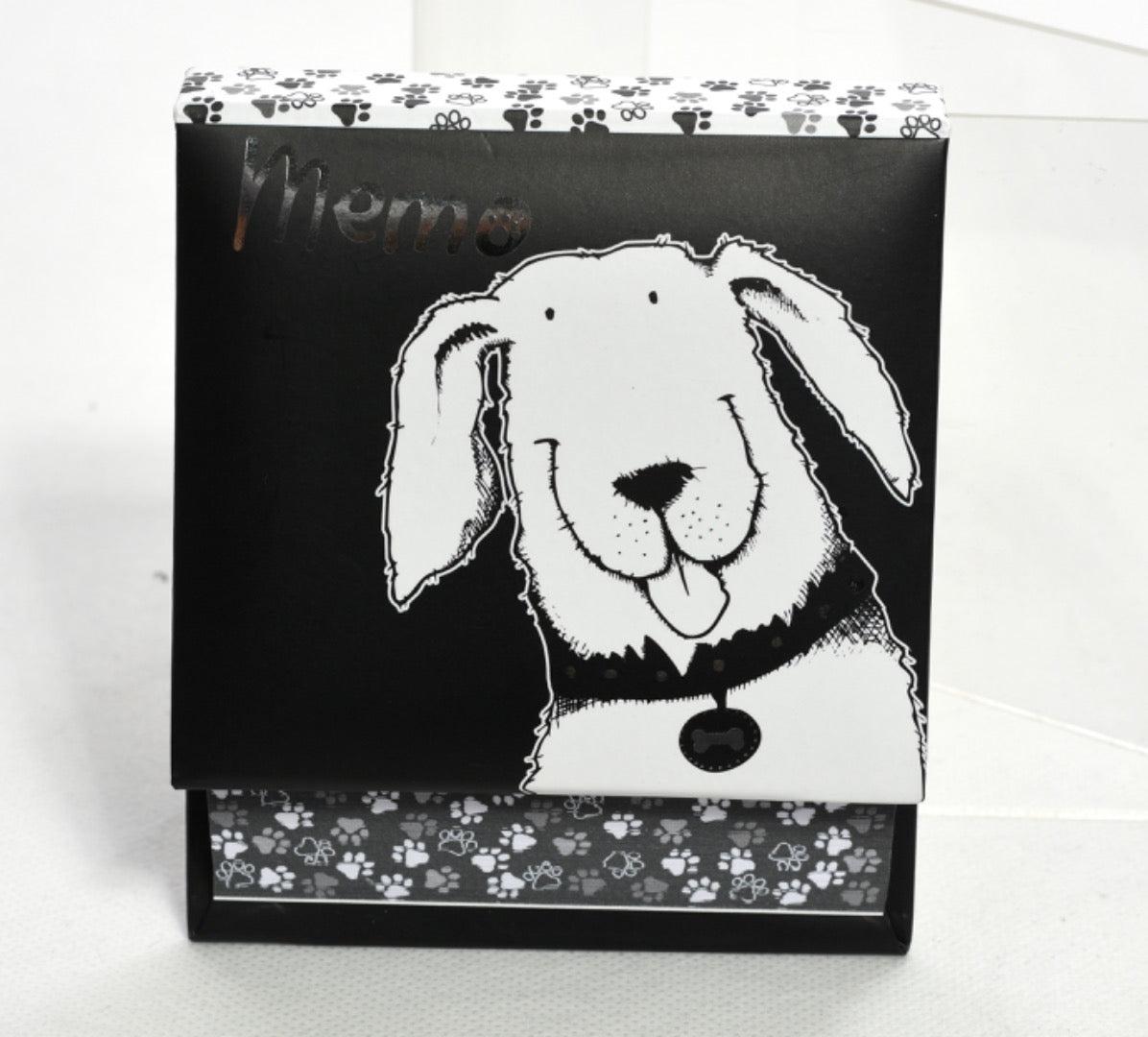 Monochrome Puppy Dog Memo Pad Stationery Gift