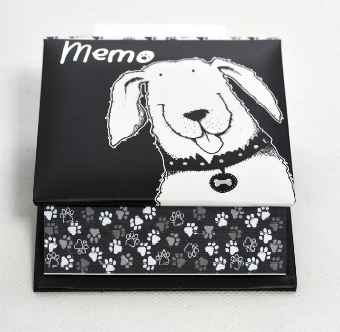 Monochrome Puppy Dog Memo Pad Stationery Gift