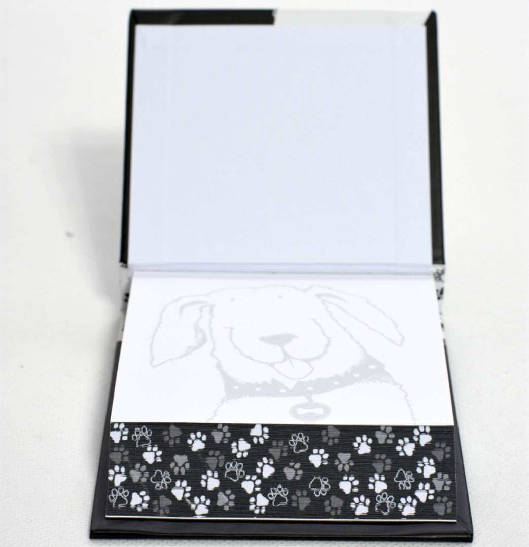 Monochrome Puppy Dog Memo Pad Stationery Gift