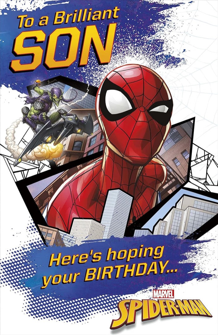 To A Brilliant Son Spider-Man Awesome 3D Pop Up Birthday Card Green Goblin Marvel Art
